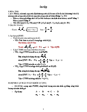Các đề ôn tập môn Hóa học Lớp 8